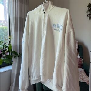 Aeropostale White and Blue Half-Zip Sweatshirt
